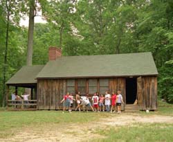 kids at play in a cabin camp