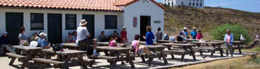 picnick tables at anacapa island visitor contact station