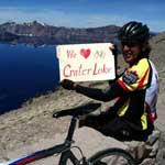 Cyclist enjoying a ride at Crater Lake.