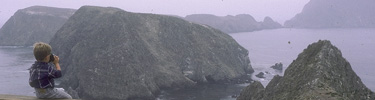visitor at insipiration point, anacapa island