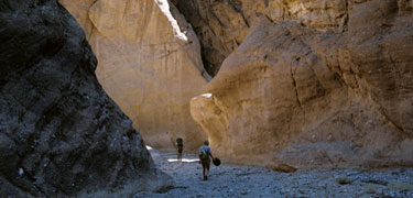 Hikers explore one of Death Valley's numerous canyons.