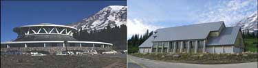 Henry M. Jackson Memorial Visitor Center, before (Mission 66 style) and after (2008)