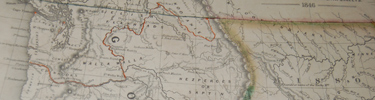 Section from 1846 map of the U.S. in the park collections