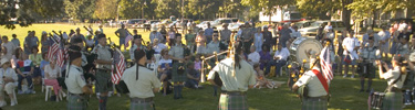 Bagpipers perform at the Parade Ground