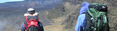 Backpackers admire the view before heading out on the trail.