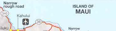 Just a section of a Maui map shows some of the hazards of island driving - rough, narrow roads.