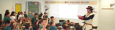 Anza classroom school program with costumed ranger