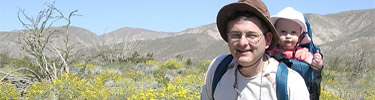 Decentant of Anza expedition members, Greg Smestad and daughter, visiting Anza-Borrego Desert State Park, California
