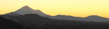 Sunset behind Mt. Shasta viewed from Mammoth Crater