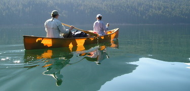 Ross Lake paddlers on calm day
