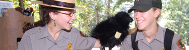 Rangers, and a raven, at a youth program