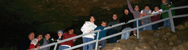 Students inside the Ghost Room of Oregon Caves