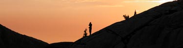 Sunset over granite outcrop