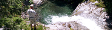 Hiker at Brandy Creek Falls
