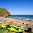 kayaks on beach