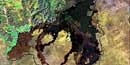 satellite view of the Craters of the Moon lava flow