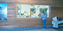 Image of the lab viewing window inside the paleontology center.
