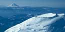 Mount Rainier summit with Mount Adams in the distance.