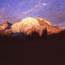 The first rays of morning sun on Mount Rainier, as seen from Sunrise. The first rays of morning sun on Mount Rainier, as seen from Sunrise.