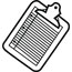 Drawing of clipboard with paper in it.
