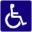 White wheelchair symbol with blue background White wheelchair symbol with blue background