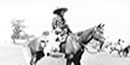 The great Nez Perce rodeo rider Jackson Sundown on his horse, circa 1920. NPS photo NEPE-HI-1922