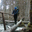 Hiker on footlog