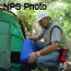 Visitor setting up camp