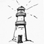 Line drawing of a lighthouse by Inge Wessels.