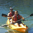 happy kayakers on the lake
