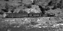 Train traveling along the Merced River to Yosemite National Park.