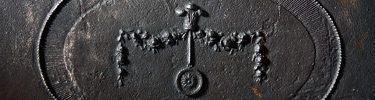 Detail of the design on a stove in the Chief Factor's House
