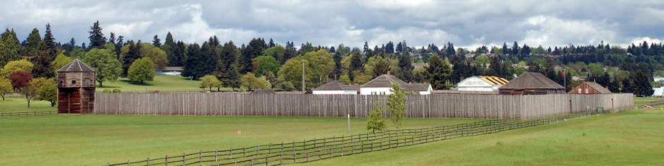Image of the reconstructed stockade at Fort Vancouver and Pearson Air ...