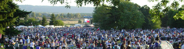 Visitors enjoy the annual Fourth of July Celebration in the park.