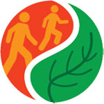 Healthy Parks, Healthy People logo with two people hiking and leaf