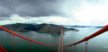 View of the Marin Headlands from the south tower of the Golden Gate Bridge. (photo courtesy: Jeff Weisenburger)