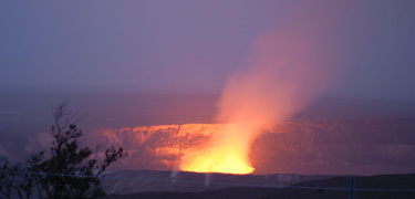 Halema`uma`u at dawn viewed from Kilauea Overlook