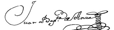 Captain Anza's signature, also known as a Rubric