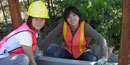 Volunteers from Japan working on the Kautz boardwalk accessible trail. Volunteers from Japan working on the Kautz boardwalk accessible trail.