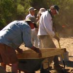 volunteers working at an archeological dig