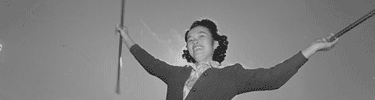Florence Kuwata practices baton. Photo by Ansel Adams.