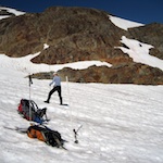 Taking ice samples as part of the Glacier Monitoring Program