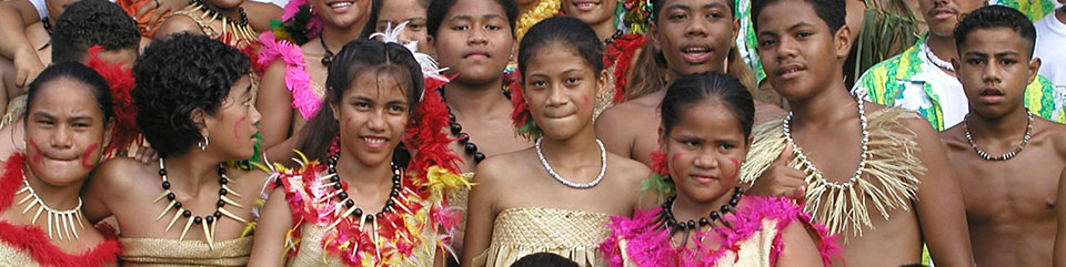 Samoan youth in traditional clothing.