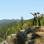 Park Ranger show the view of the Siskiyou Mountains