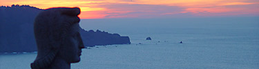 Sunset over Lands End from World War II Memorial