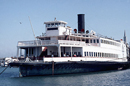 The 300 foot long wooden ferryboat EUREKA moored at Hyde Street Pier. The 300 foot long wooden ferryboat EUREKA moored at Hyde Street Pier.