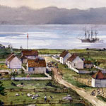 A detail of an artist's conception of Belle Vue Sheep farm