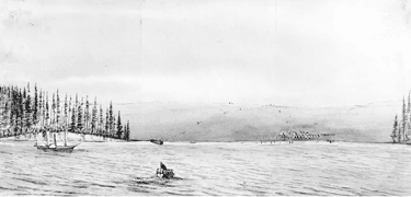 Old Town Lagoon and prairie from Griffin Bay, 1859.