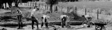archeologists in 1941 excavating the mission house