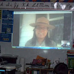Ranger using videoconferencing to speak with students
